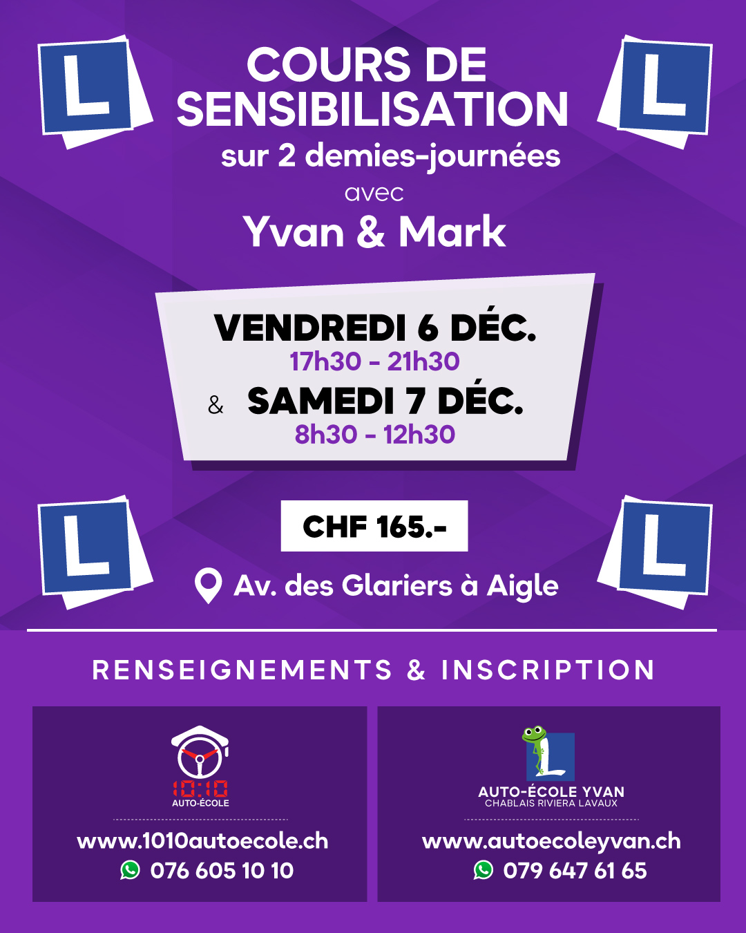 Cours de sensibilisation : dates pour déc. 2024